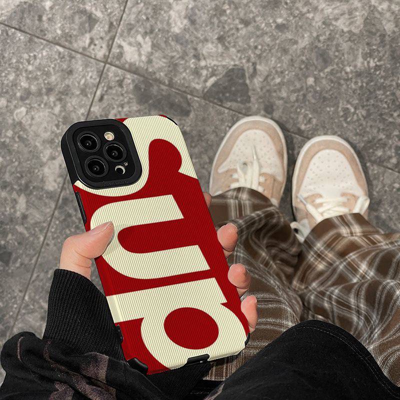 Lamb Skin Fashion Cool Red Sup Soft Case IPhone 6S 7 Plus 8 Plus X XS XR XS Max 11 13 12 14 PRO Max 14 Plus 12 13 mINI SE Phone Case Black for Women GIRL