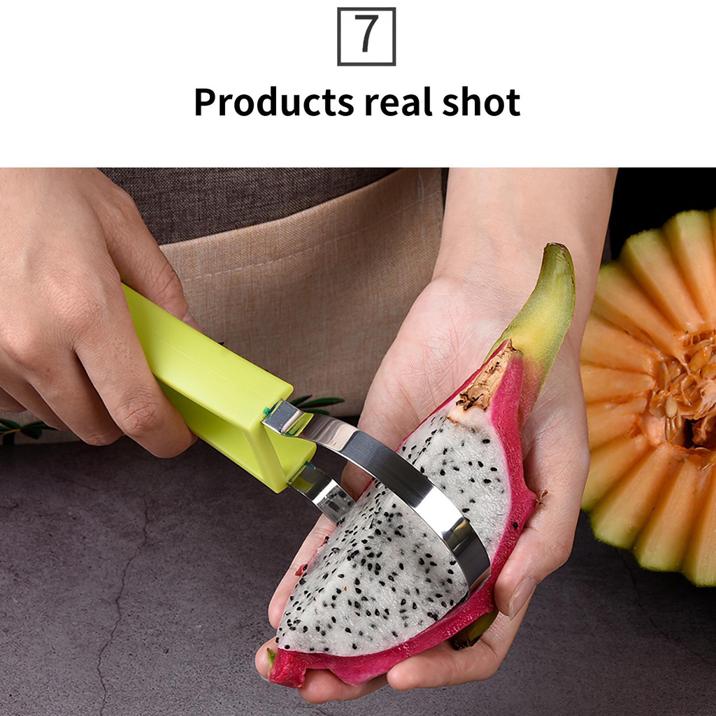 3in1 Pisau Melon Stainless Steel Scoop Carving Peeler Untuk Semangka Pitaya Cantaloupe