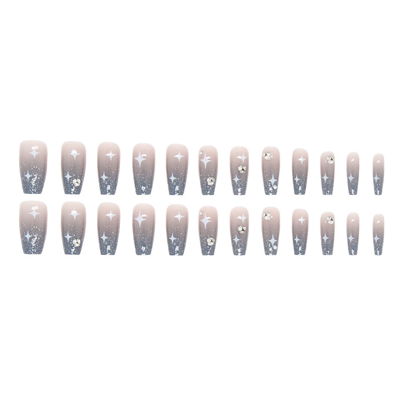 Z662 Kuku Palsu Dekorasi Berlian Imitasi Cantik Fashion Baru 24pcs/box