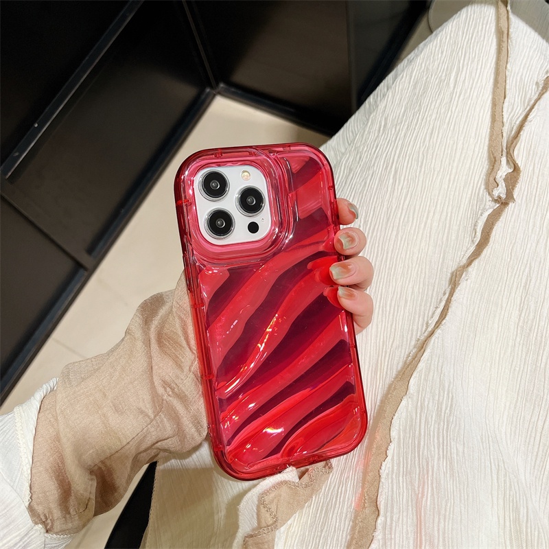 IPHONE Casing Ponsel Motif Gelombang Merah Vintage Cocok Untuk Iphone14 11 13 12 Pro X XS Max7 8 14 PlusXR Full Cover Soft Case Silikon Halus