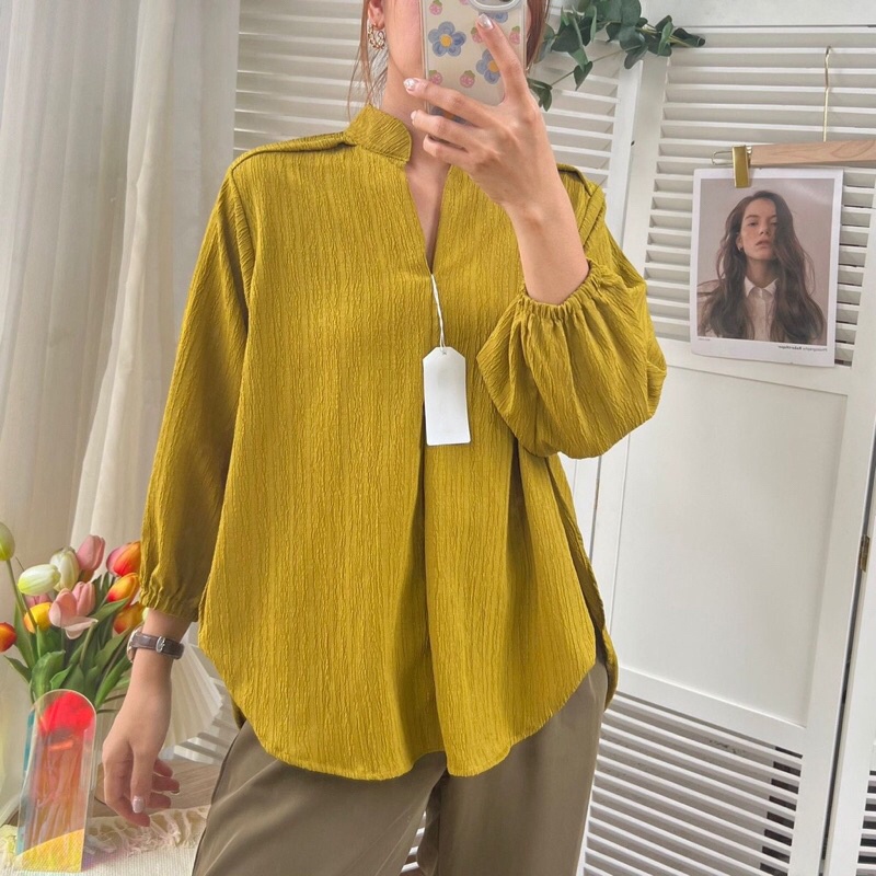 TERBARU - LIVIA TOP BLOUSE LADY CRUSH KEMEJA WANITA OVERSIZE