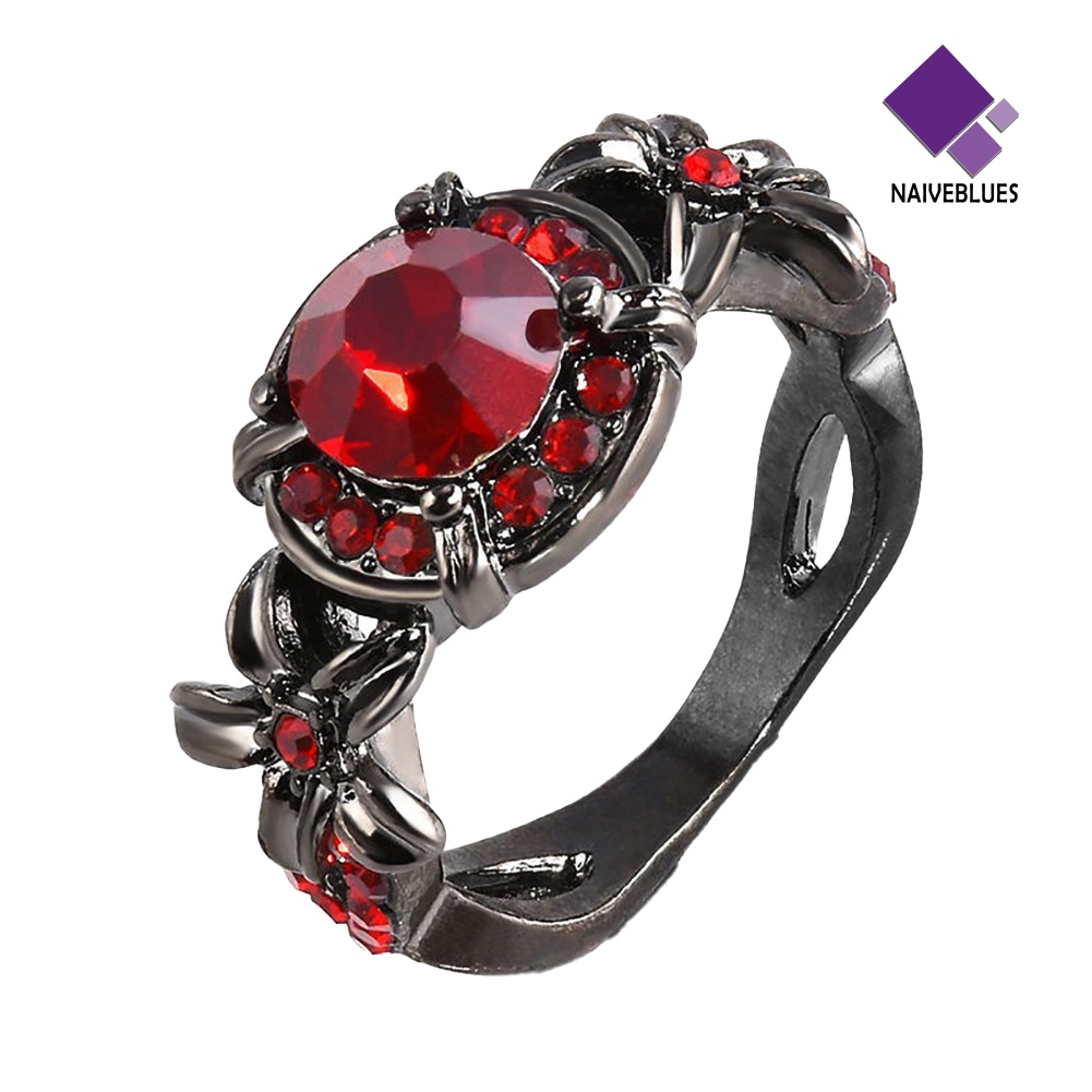 &lt; Naiveblues &gt; Wanita Buatan Retro Safir Ruby Berlian Imitasi Pernikahan Pertunangan Cincin