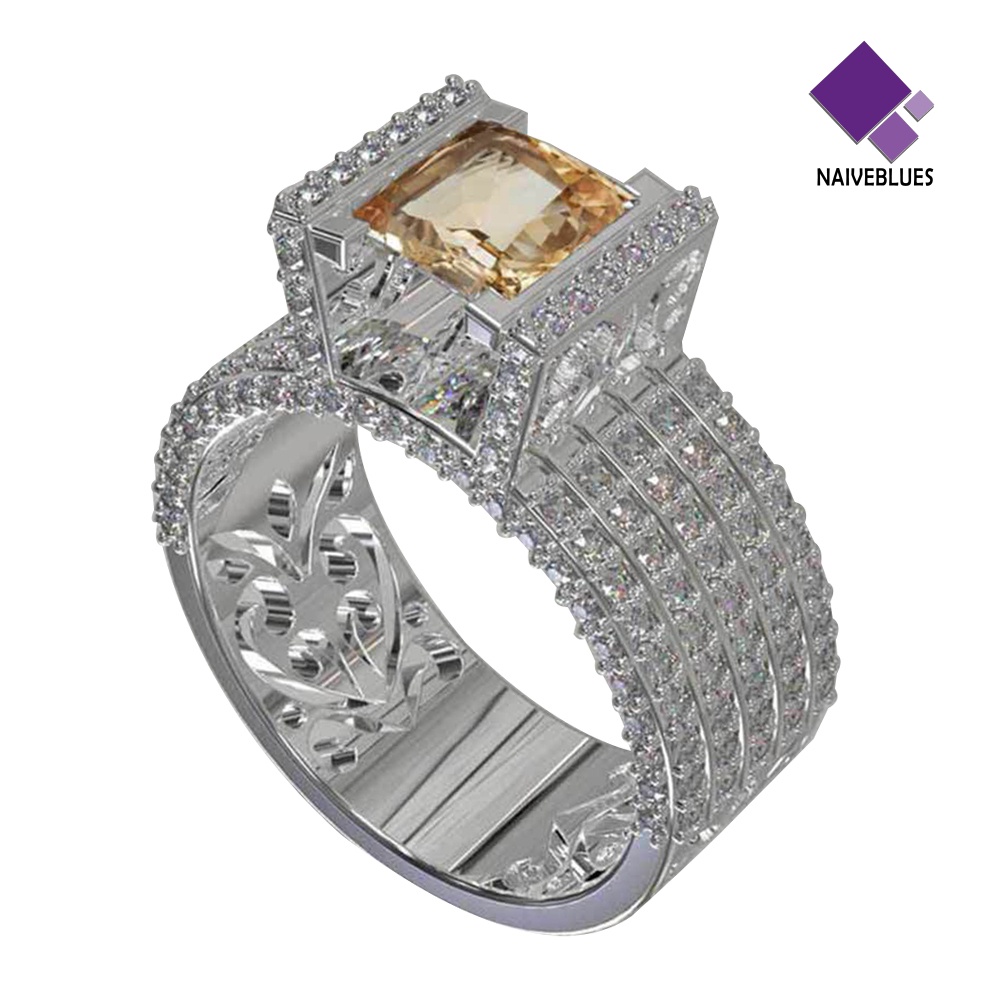 &lt; Naiveblues &gt; Fashion Wanita Berongga Kerawang Zirkon Berlian Imitasi Jari Cincin Pengantin Hadiah