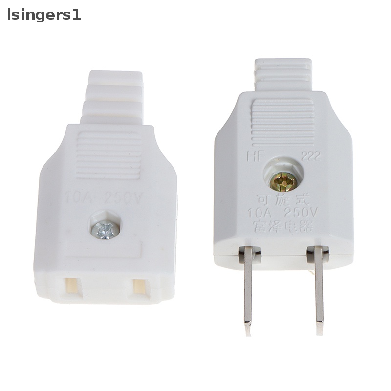 [lsingers1] Us 2pin Datar AC Listrik Power Male Plug Female Socket Outlet Adaptor Kawat Butik