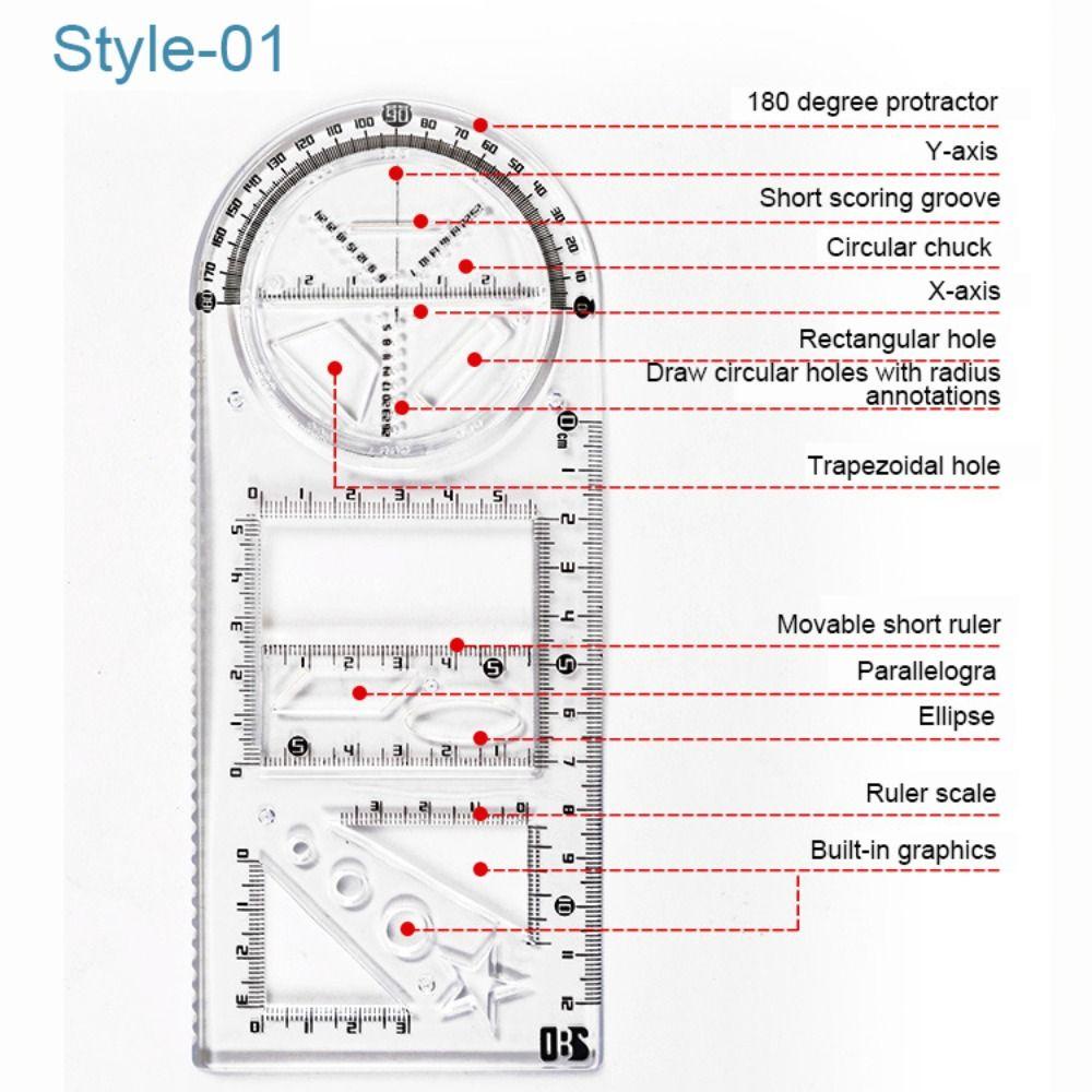 TOP Penggaris Multi-Fungsi Rotary Geometris Menggambar Siswa Alat Tulis Kreatif Penguasa Fungsi Matematika