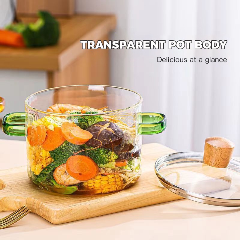 VISHAL Pot Panci Masak Stewing Soup Pot Borosilicate Glass / Tutup Beruang Panci Kaca Transparant Anti Api Anti Panas Borosilicate