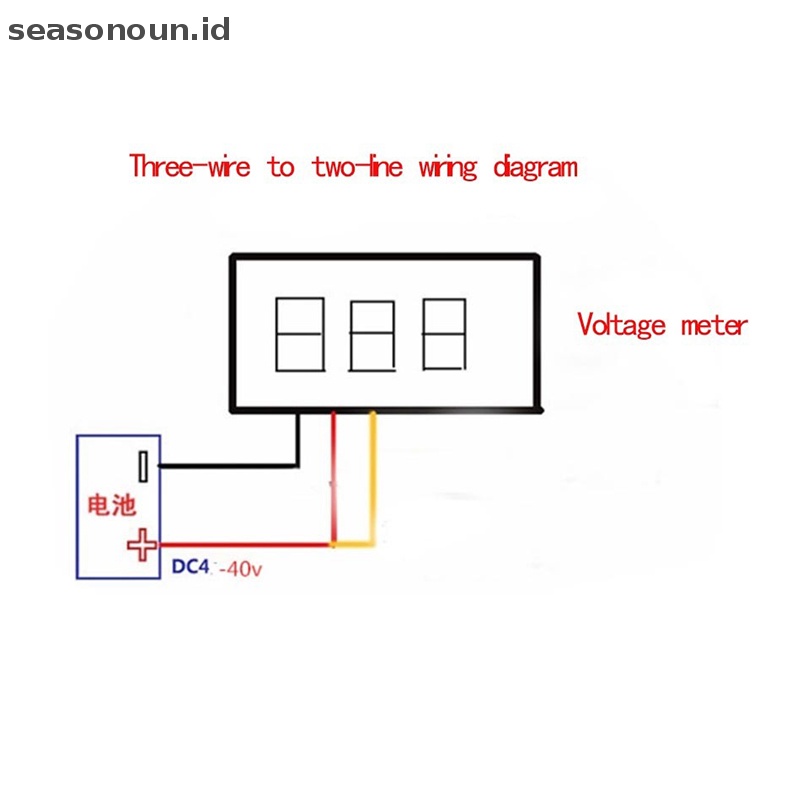 Seasonoun Ultra Small Digital DC Voltage Meter LED Tegangan Display Tiga Kawat DC0-100V.