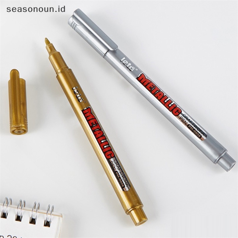 Seasonoun Gold Silver Metallic Color Pen Paper Tag Album Foto Scrapbooking Pesta Ulang Tahun.