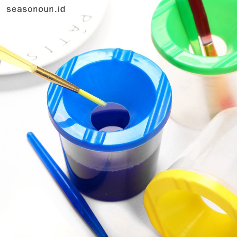 Seasonoun Painted Art Pen Washing Cup Plastik Transparan al Pen Ember Cuci Cat Air Cat Paing Pen Washing Cup.