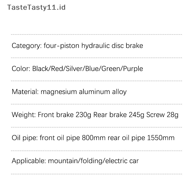 Tastetasty Rem Cakram Hidrolik Sepeda 4pisper Rem MTB Rem Sepeda Gunung Rem Oli Pressure800/1550mm Rem Depan Belakang.