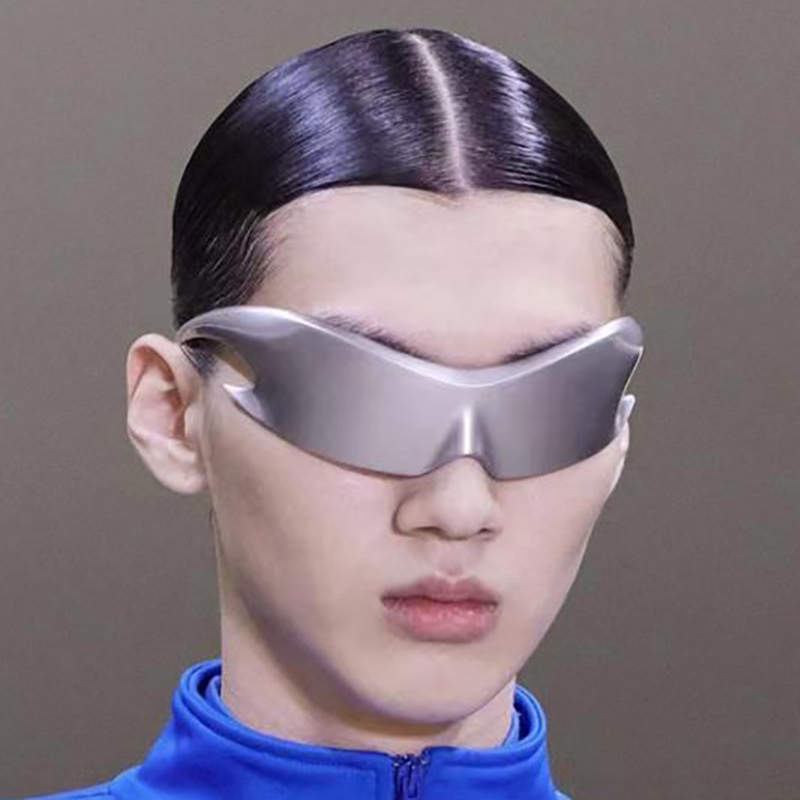 Y2k Sci-Fi Kacamata Kepribadian Pisau Punk Kacamata Wanita Rasa Teknologi One-piece Dazzle Mercury Riding Sunglasses