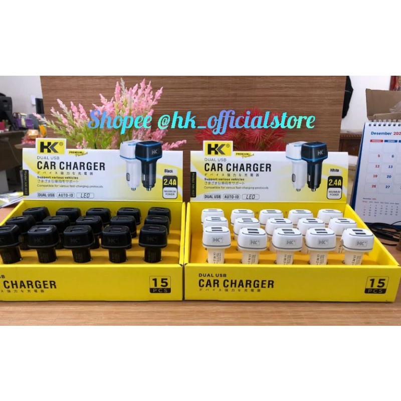 BATOK SAVER MOBIL HK-K07 HK K07 ADAPTOR CAR CHARGER 2 USB Auto ID 2.4A