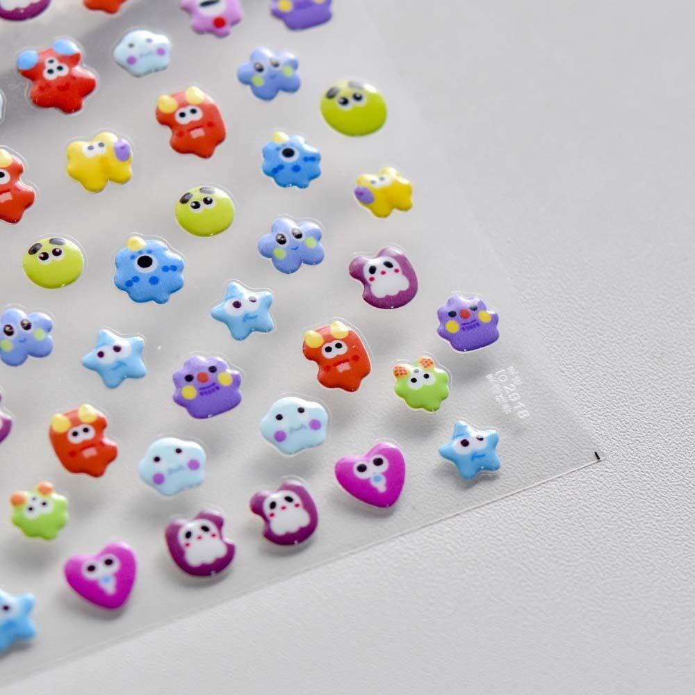 Mxbeauty Stiker Kuku Jelly Warna-Warni Perekat Diri Cinta Hati Bintang Manikur Aksesoris Smile Dekorasi Kuku