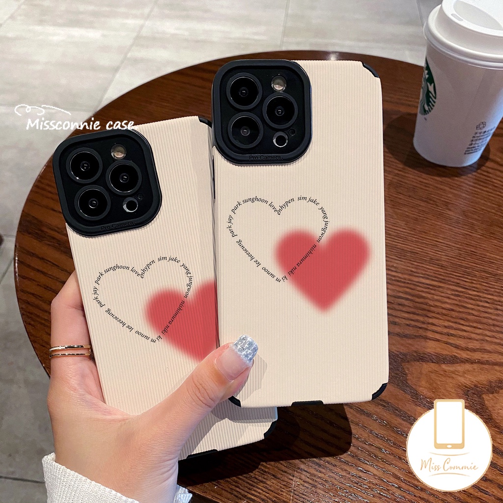 Casing Ponsel Tekstur Kulit Mewah Untuk iPhone 7Plus 11 12 13 14 Pro Max XR X 7 8 Plus XS Max Shockproof Simple Love Heart Silikon Lembut Tpu Penutup Belakang