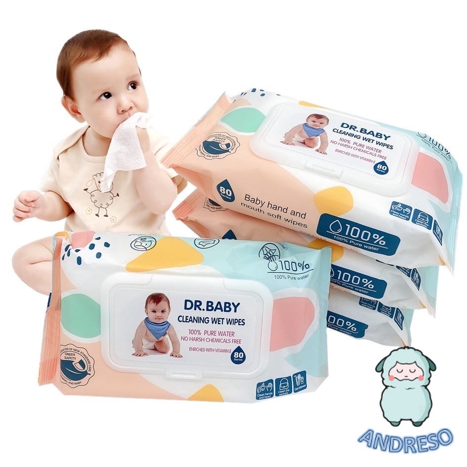 Tissue tisu basah Dr Baby wipes 80 sheets Baby Wipes Non Perfumed Hand and Mouth