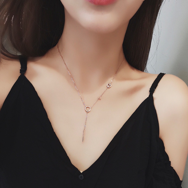 Kalung Cinta 18 K Emas Klavikula Kalung Perempuan Musim Panas Canggih Baja Titanium Tidak Luntur Kalung Aksesoris Hadiah