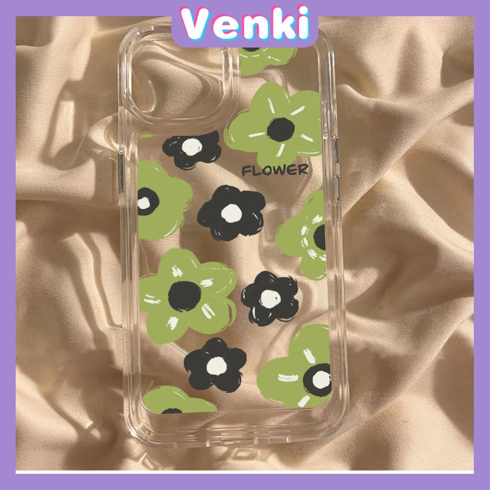 For iPhone 11 iPhone Case Clear Big Hole Space Case TPU Soft Case Shockproof Protection Camera Cute Green Flower Compatible with iPhone 14 13 Pro max 12 Pro Max 11 xr xs max 7 8