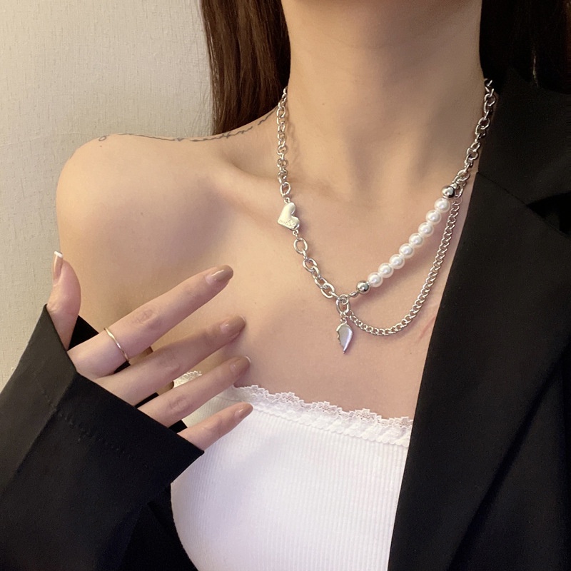 Korea Korea Manis Keren Jahitan Desain Kalung Desain Mutiara Kalung ins Gaya Musim Gugur Musim Dingin Sweater Rantai Wanita