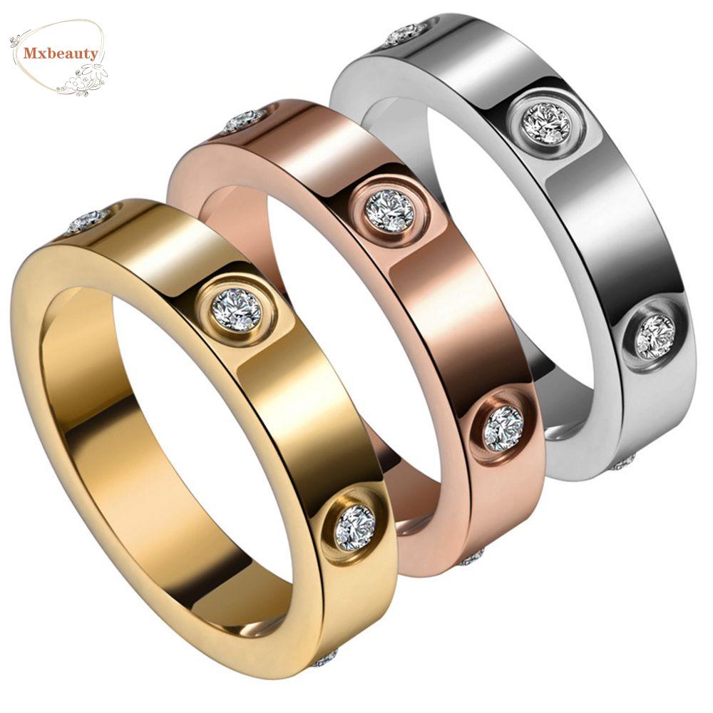 Mxbeauty Cincin Jari Berlian Temperamen Geometris Hadiah Lingkaran Ulang Tahun Pesta Perempuan Gaya Korea Ring