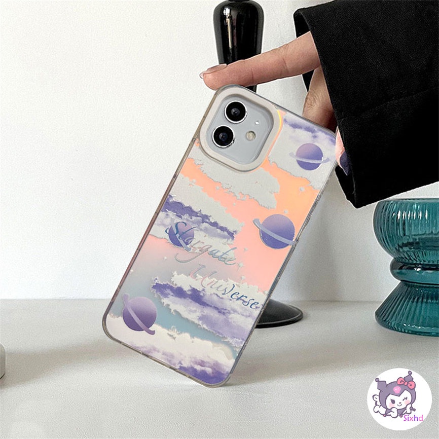 IPHONE Kompatibel Untuk Iphone11 14 13 12 Pro Max8 7Plus X Xs Xr Xs Max SE 2020 Bulan Bintang Fashion Ins Pasangan Perlindungan Lensa Gradien Laser Casing Ponsel Lembut TPU Anti Jatuh Cover XJJJJ