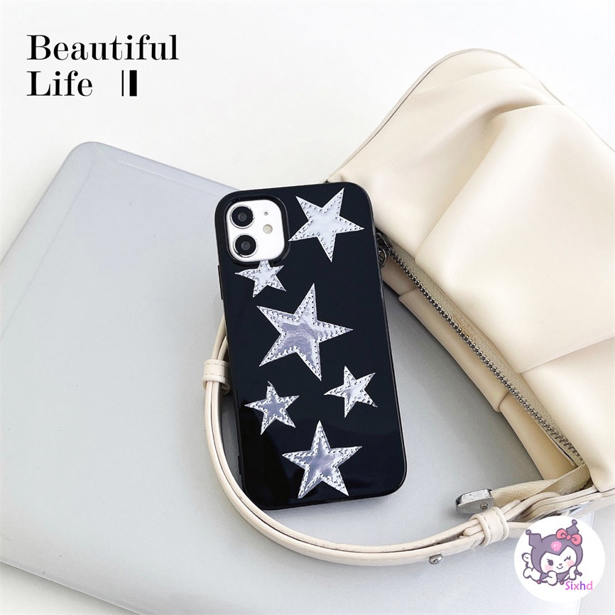 IPHONE Kompatibel Untuk Iphone14 13 12 11 Pro Max SE 2020 X Xr Xs Max8 7 6Plus Fashion Simple Silver Bintang Silikon Ponsel Case Lembut Anti Jatuh Pelindung TPU Cover XJJJJ