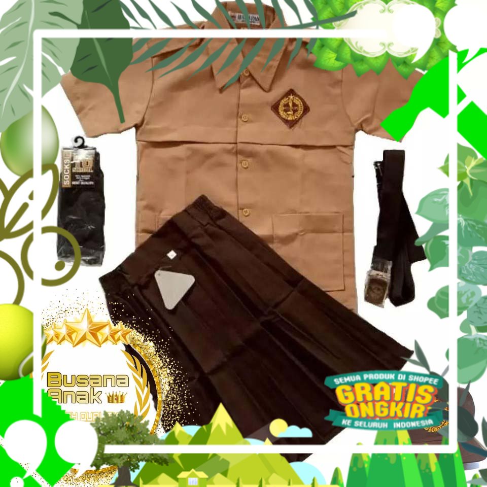 Seragam pramuka SETELAN ANAK PEREMPUAN PRAMUKA PENDEK GRATIS TOPI/ Terbaru model baru
