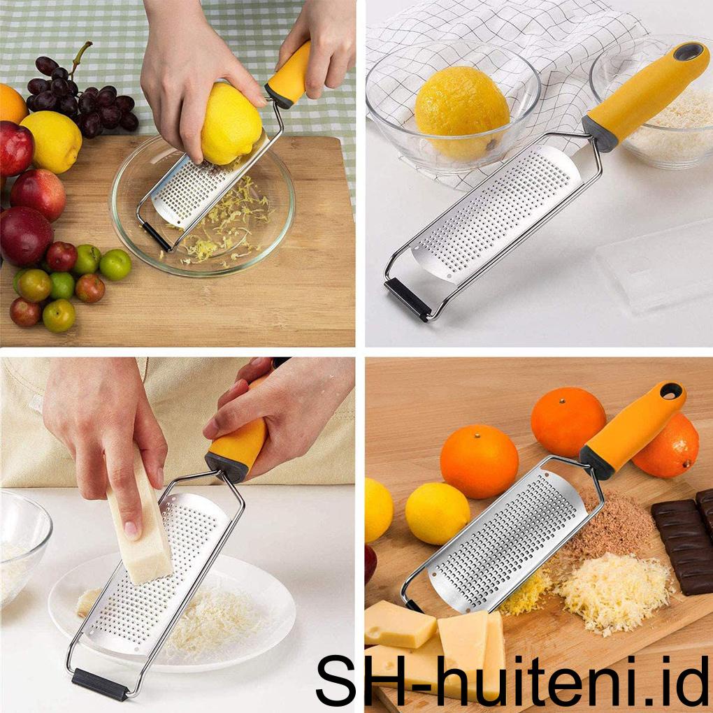 Lemon Zester Handle Cheese Grater Stainless Alat Pengiris Mentega Dapur Dengan Kuas Pembersih