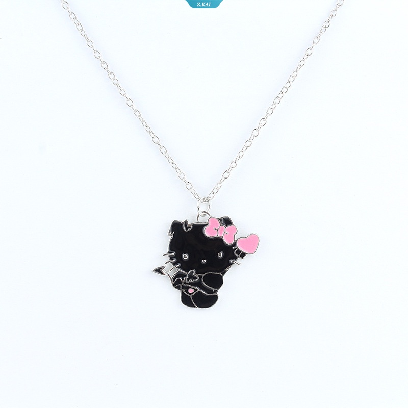 Hello Kitty Kawaii Kartun Lucu Hitam Dan Putih Paduan Kalung Untuk Pria Dan Wanita Ornamen Kartun Pecinta Kalung Gadis Hadiah Ulang Tahun [ZK]