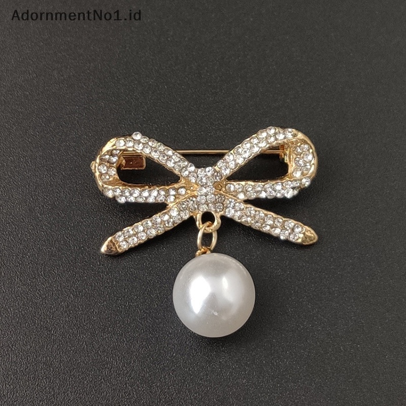 [AdornmentNo1] Bros Pin Ikatan Simpul Mutiara Vintage Untuk Wanita Rhinestones Brooch Designer Jewelry [ID]