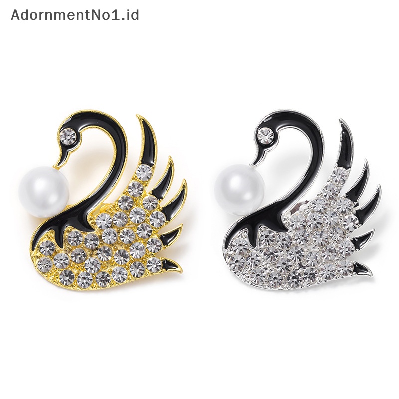 [AdornmentNo1] Fashion Mutiara Swan Bros Pin Untuk Wanita Pakaian Coat Lapel Pin Dekorasi Perhiasan Hadiah [ID]