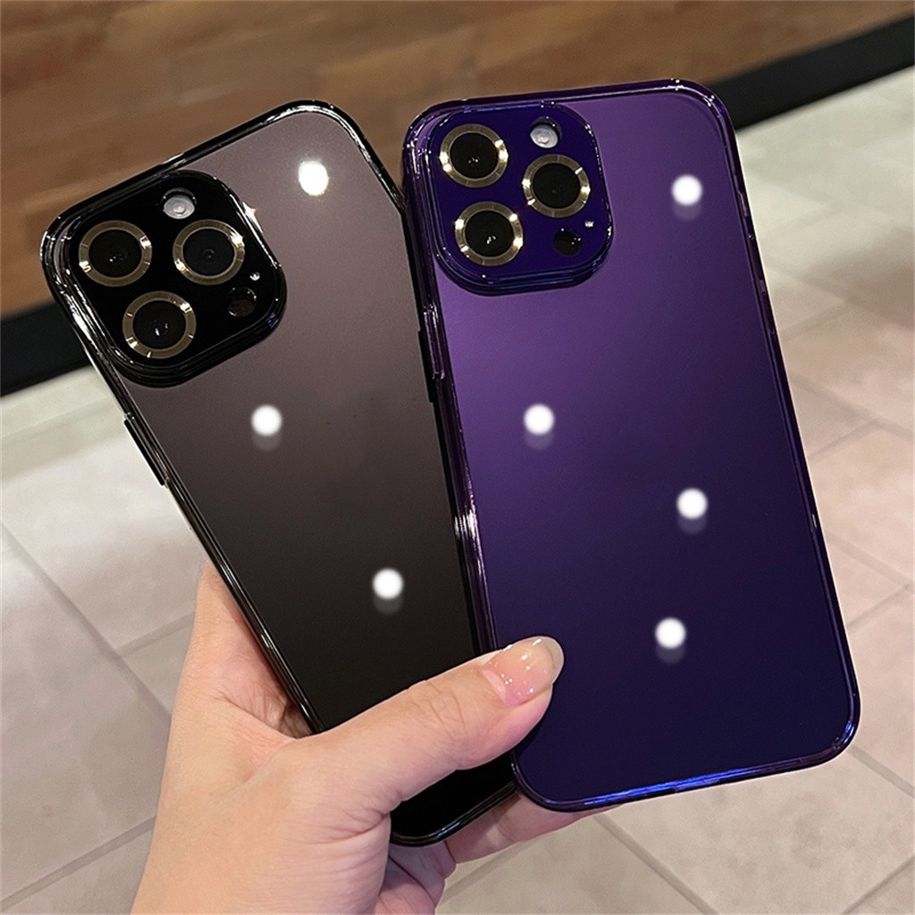 Casing Transparan Mewah iPhone 14 Pro Max metal Pelindung Kamera lens case iPhone 12 13 Pro Max14 Plus Proteksi shock Jernih Cakupan Penuh hard back cover