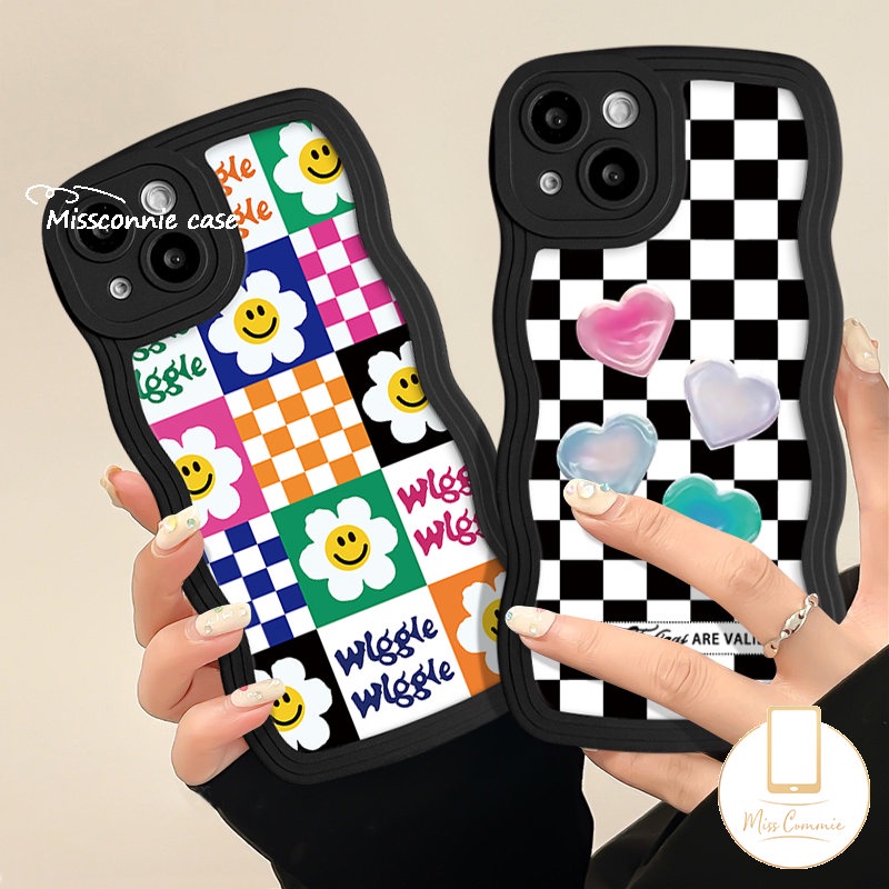 Case Papan Catur Untuk Panas9 10 20 12i 10Lite 11s 10s 20s 8 12 Pro Infinix Hot 9 11 10 12 Main Smart4 6 5plus Note 12 G96 10 Pro Smile Sunflower Love Heart Wavy Edge Soft Cover