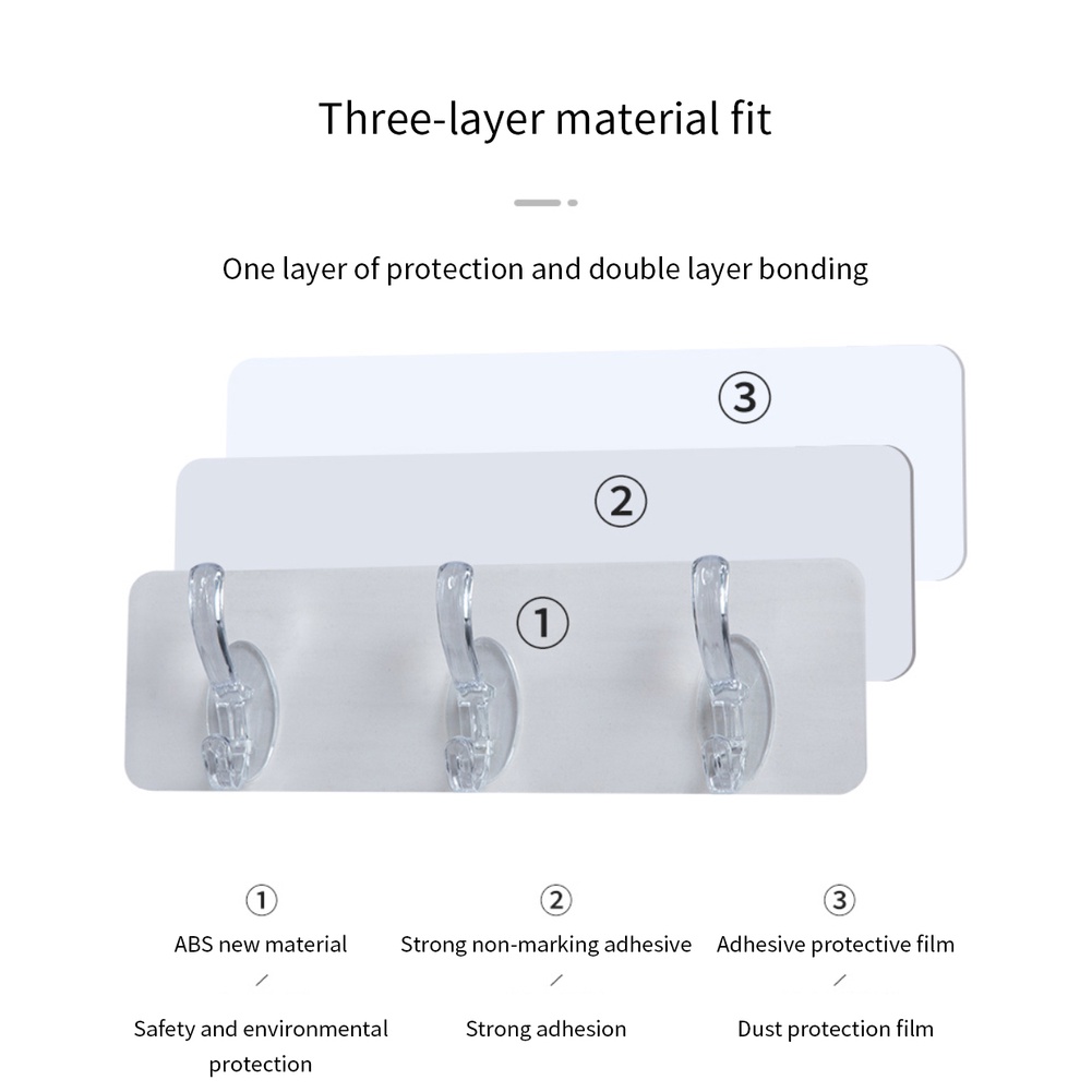 Holder 3/6 Baris Kait Transparan Bebas Lubang Dinding Kuat Menempel Pemegang Kait untuk Topi Pakaian Gantungan Handuk Rak Penyimpanan Kamar Mandi Alat Penyimpanan Dapur