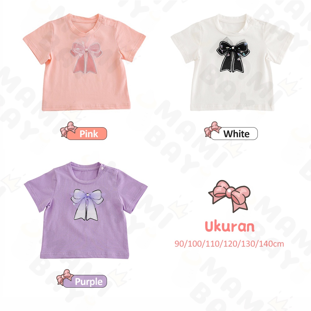 OKEYI baju anak bayi motif dasi kupu-kupu kaos anak perempuan lucu