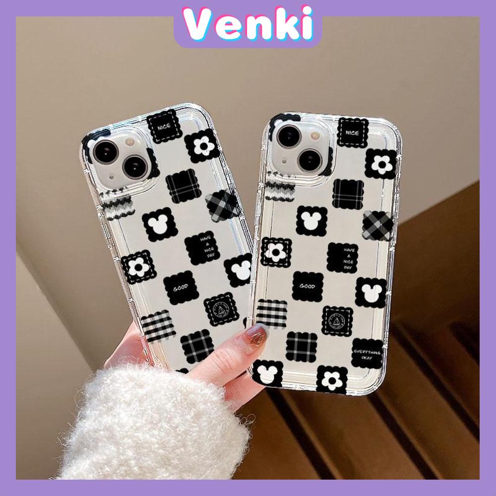 VENKI - For iPhone 11 Case Clear Phone Case TPU Soft Case Airbag Shockproof Protection Camera Checkerboard Heart Compatible with iPhone 14 13 Pro Max iPhone 12 Pro Max XR XS 7 8
