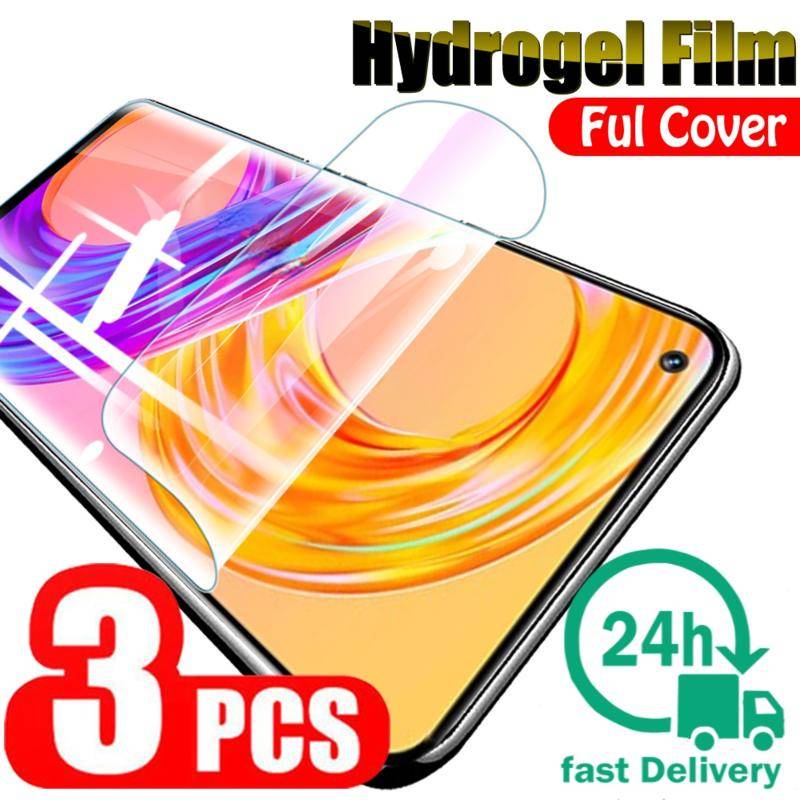 3pcs Film Hydrogel Bening Untuk OPPO Realme Q Q2 Q3 Q5 Pro Carnival Full Cover Anti blue light Pelindung Layar Untuk Realme Q3i Q3S Q3T Q5i Film Keselamatan Lembut Bukan Kaca