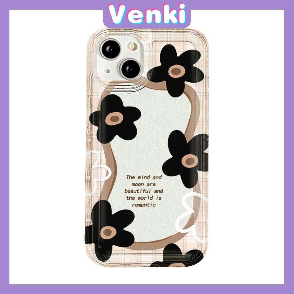 VENKI - For iPhone 11 Case Clear Phone Case TPU Soft Case Airbag Shockproof Protection Camera Simple Black Flower Compatible with iPhone 14 13 Pro Max iPhone 12 Pro Max XR XS 7 8