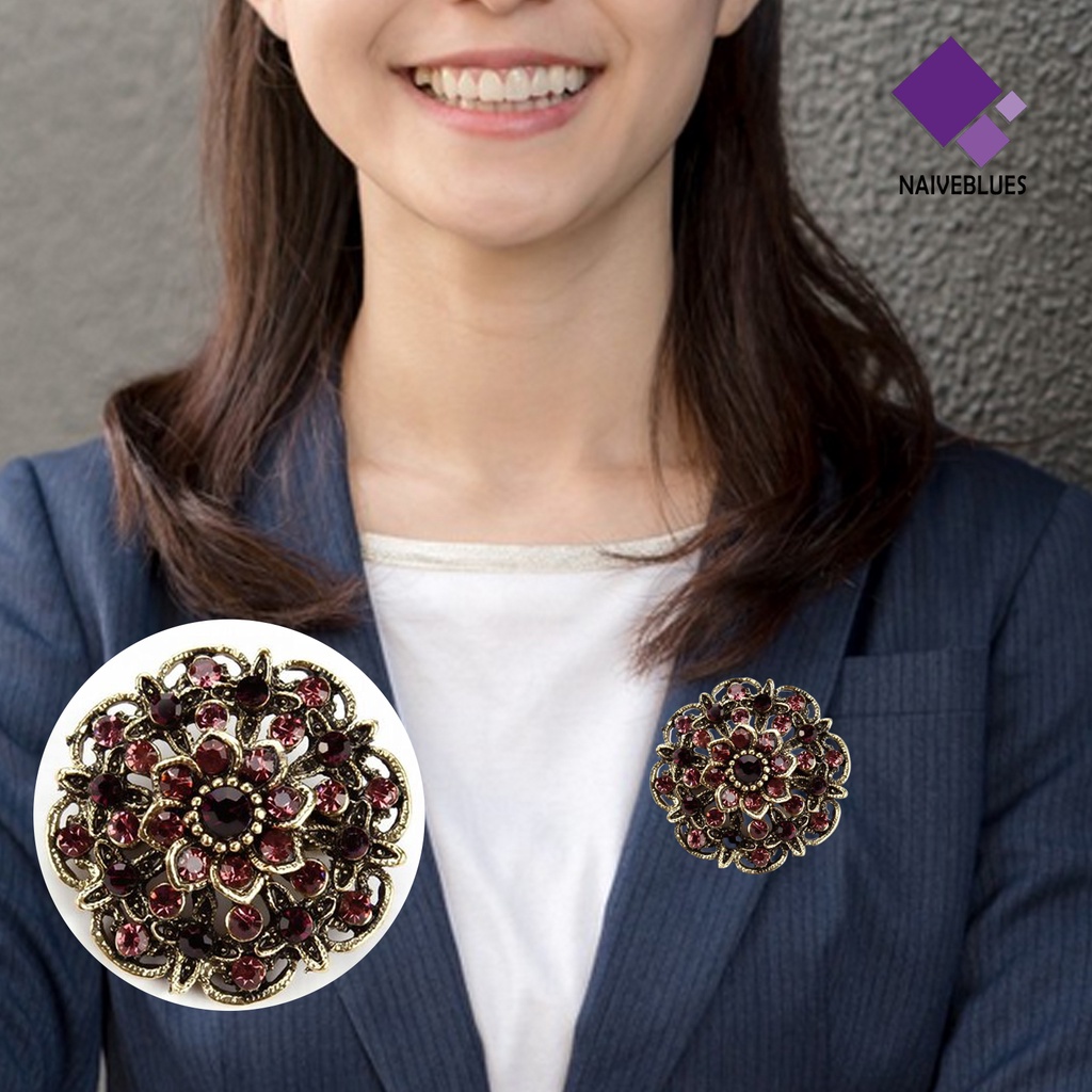 &lt; Naiveblues &gt; Ladies Bros Pin Berlian Imitasi Eye-catching Indah Bros Bunga Cantik Untuk Buket