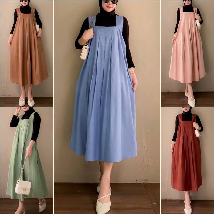 BEFAST - ZEC OOTD WANITA YUNDA / Overall Alula CRINCLE / Pakaian Casual Wanita / Overall Keluaran Terbaru Wanita / Fashion Kekinian Remaja ABG Trendy / OOTD Wanita Hihab Style / Overall Polos Formal