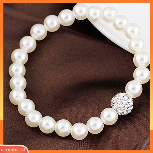 [ONE] Set Perhiasan Pernikahan Pengantin Wanita Kristal Mutiara Imitasi Kalung Gelang Anting