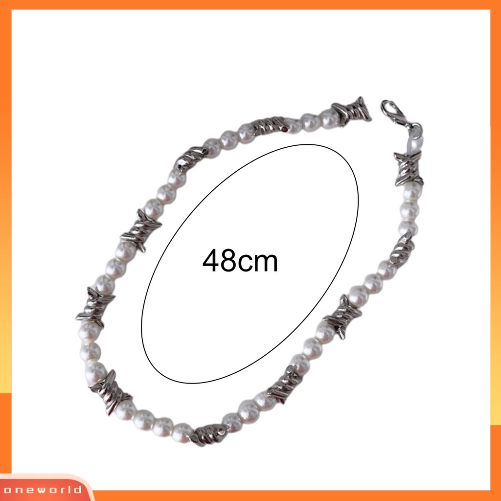 [ONE] Kalung Pasangan Eye-catching Anti Luntur Alloy Shiny Imitasi Pearl Stylish Necklace Untuk Wanita