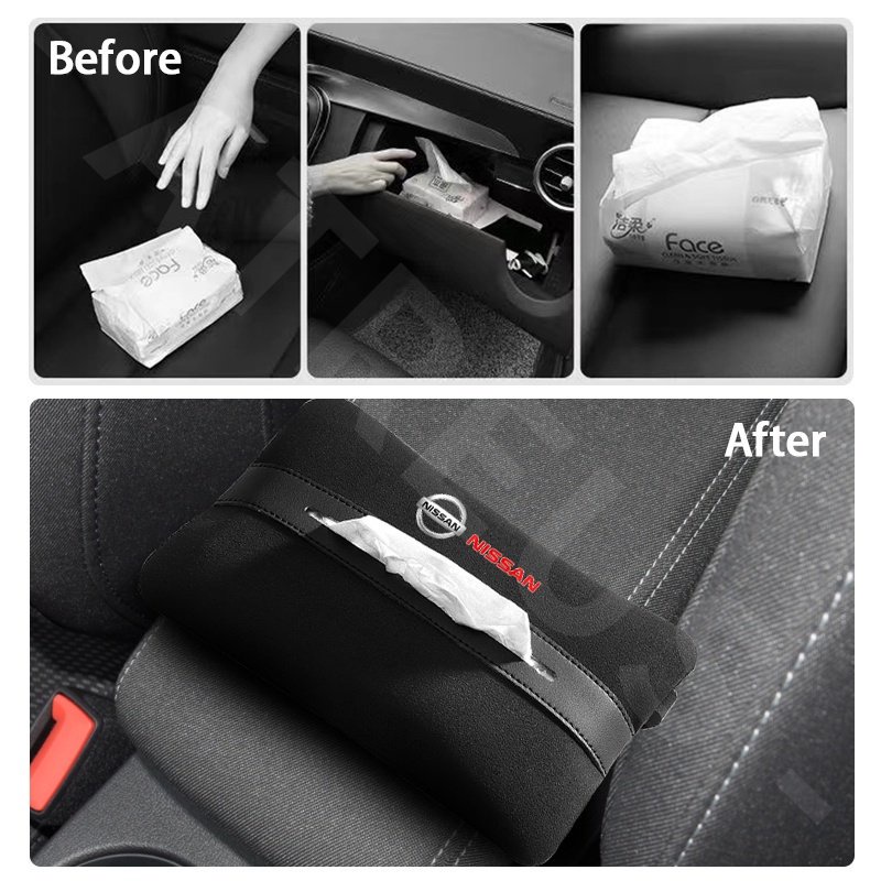 Nissan Car Tissue Storage Bag Car Seat Armrest Box Kotak Handuk Kertas Untuk Nissan March Juke Skyline Terra Livina Note Xtrail Magnite Kicks Navara Serena Leaf