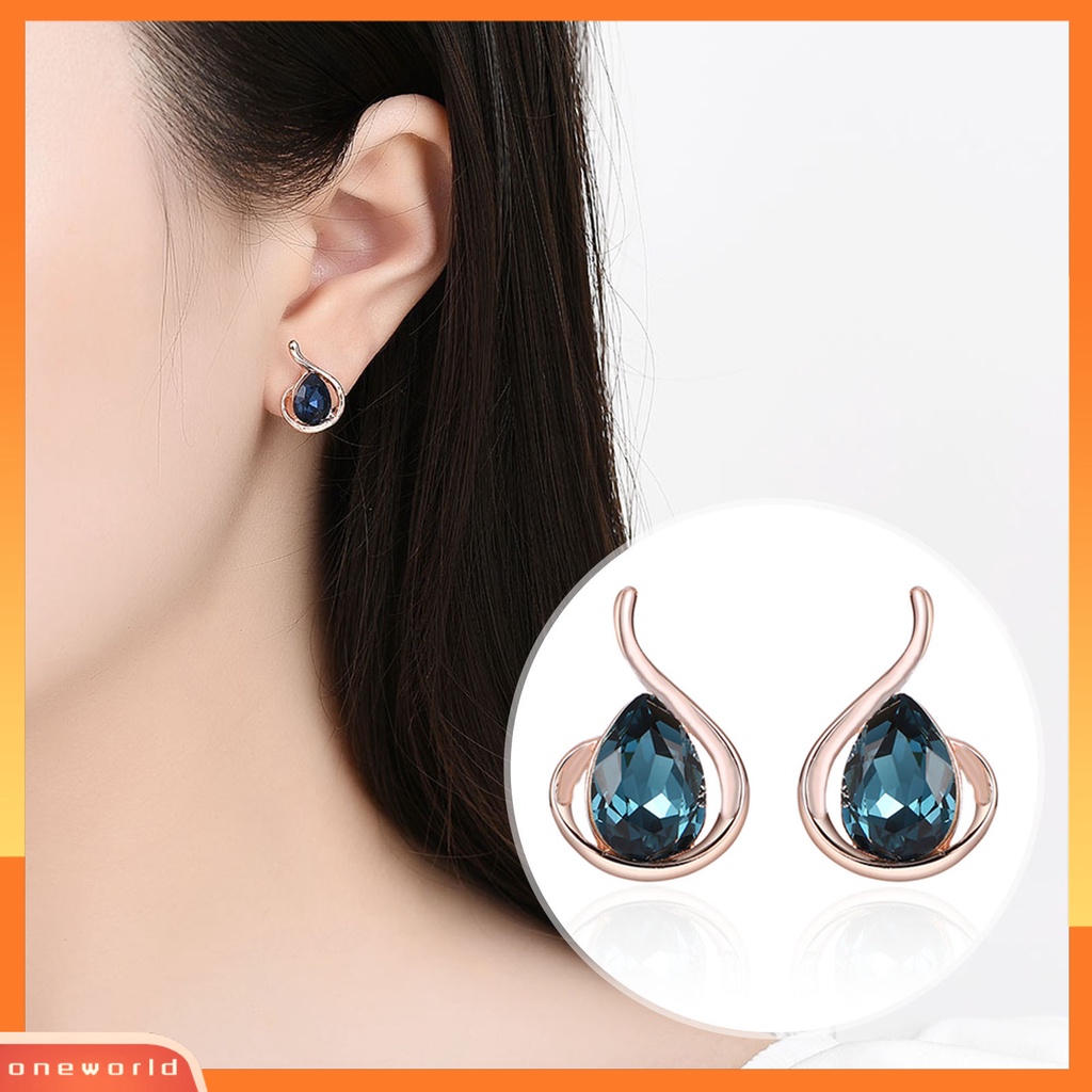 [ONE] 1set Kalung Anting Set Bersinar Bentuk Tetesan Air Kilau Terang Temperamen Menarik Berdandan Elektroplating Wanita Pesta Kristal Imitasi Set Perhiasan Aksesori Pesta