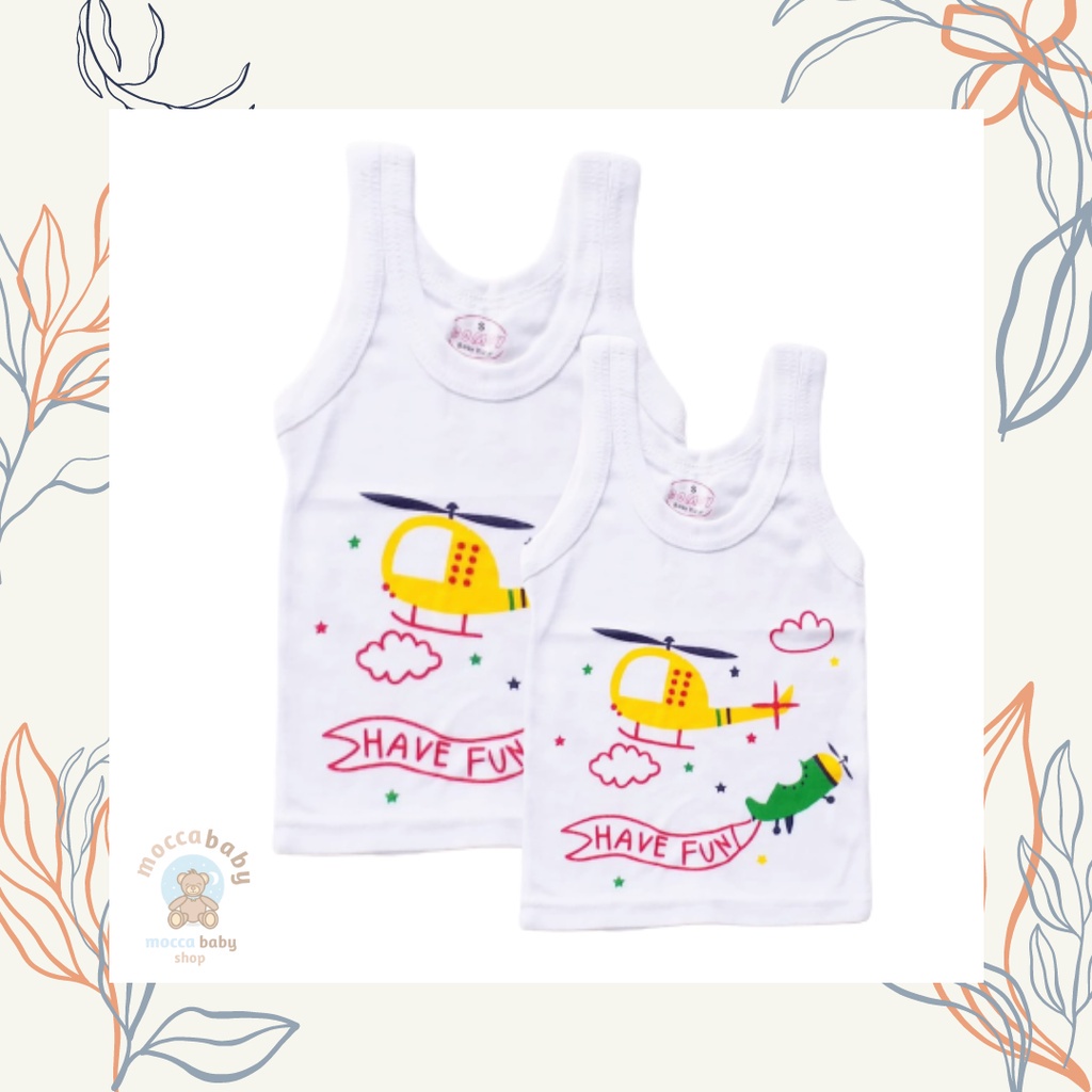 MBSS - SINGLET Harian Karakter Anak Kids SIZE 0-3 Tahun / Kaos Dalam Motif Kartun Unisex SS3