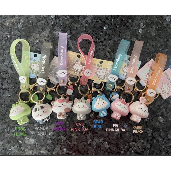 Gantungan Kunci Tas Quby Pentol Star Moly Original Lucu Unik - Bear Blue