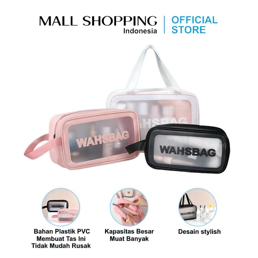 Tas Kosmetik Transparant WASHBAG Pouch Travel Make Up Bag Organizer MALLSHOPPING