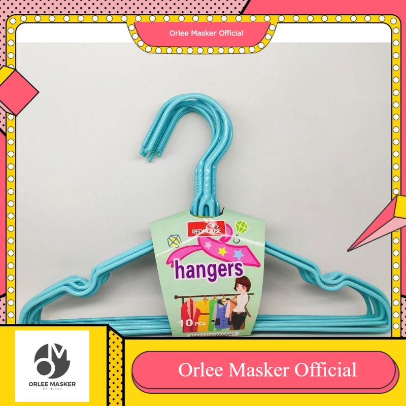 HANGER KAWAT TEBAL ANAK EKSKLUSIF redhouse 1 pak (10 pcs) / GANTUNGAN BAJU ANAK 1 PAK (10 PCS) KAWAT LAPIS PLASTIK (KODE 755) REDHOUSE