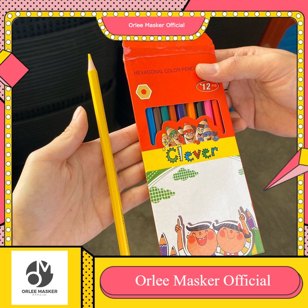 PENSIL WARNA CLEVER BESAR (12 PCS PANJANG)