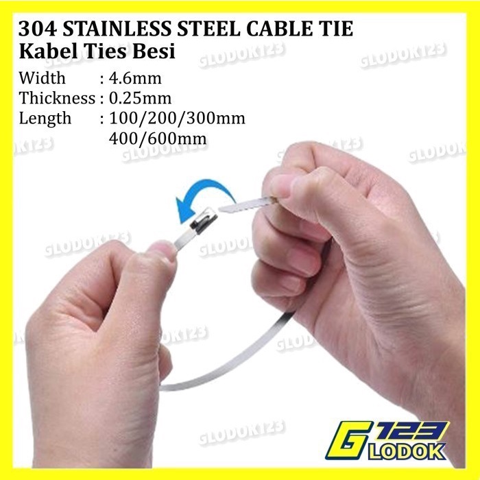 Kabel Ties Besi Stainless Cable Knalpot Klem Wrap Exhaust Motor Mobill