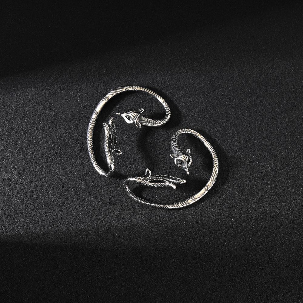 1-2 Pcs Punk Stainless Steel Klip Anting Ular Rubah Telinga Klip Non Tindik Sayap Tulang Rawan Anting-Anting Gothic Spike Telinga Manset